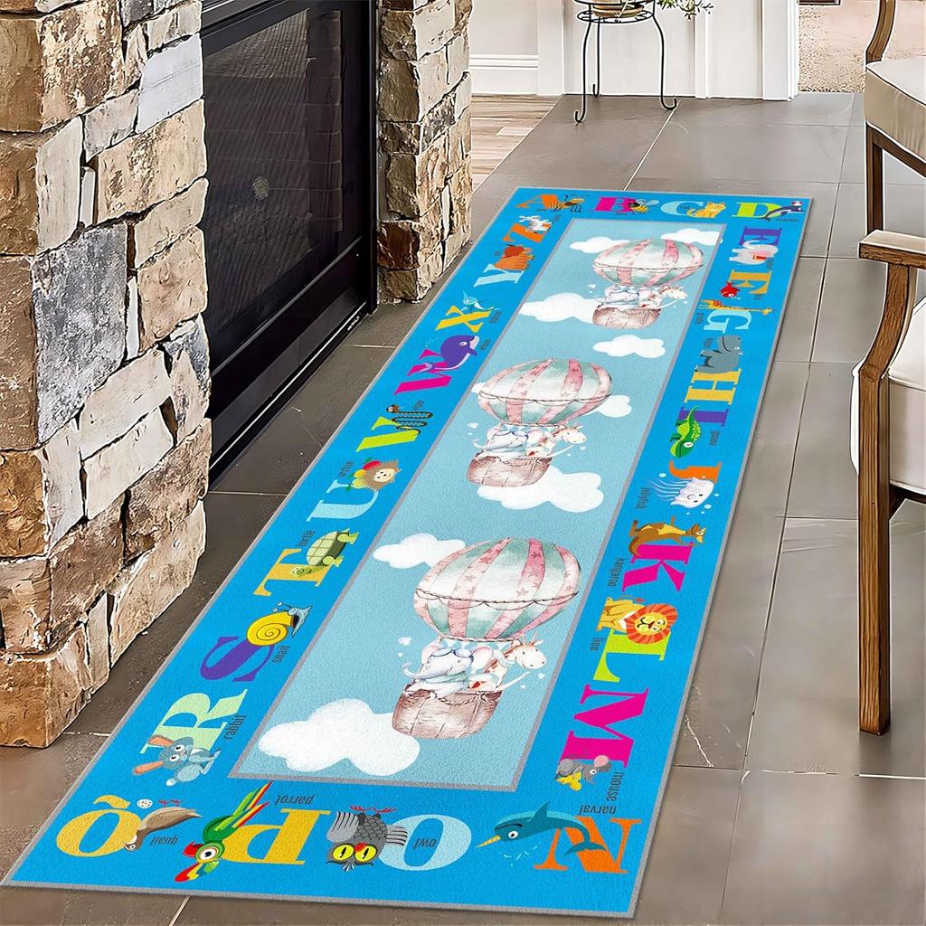 Cartoon Runner Rug Children's Bedroom Bedside Blanket, Anti-Slip Washable, Indoor Area Carpet, Home Decoration