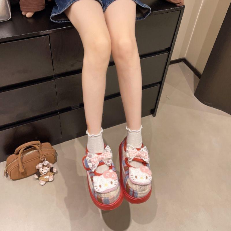 Fashion Versatile and Comfortable Platform Velcro Cotton Shoes for Women 2025 Autumn and Winter Cartoon Cute Kitten Muffin Cotton Shoes for Women