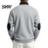 Solid Color Zip Up Tops Men Quarter Zipper Pullover Tops, Mock Neck Long Sleeve Sweatshirt, Contrast Winter Warm Casual Sport with Chest Pocket, Fall