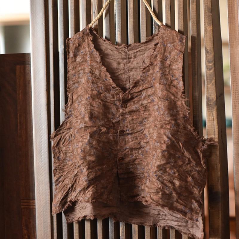 

Johnature женские винтажные топы на пуговицах с цветочным принтом и v-образным вырезом, летние женские топы на пуговицах в китайском стиле One Size коричневый