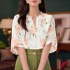 ZANZEA Women Casual V-Neck Summer 3/4 Sleeve Floral Print Blouse