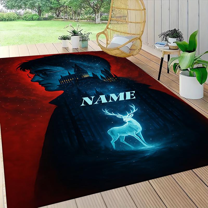 Custom Name Green Serpent Magic Carpet Rug Customizable Soft Washable Anti-Slip Home Living Room Sofa Mats Personalized Rug. 090939