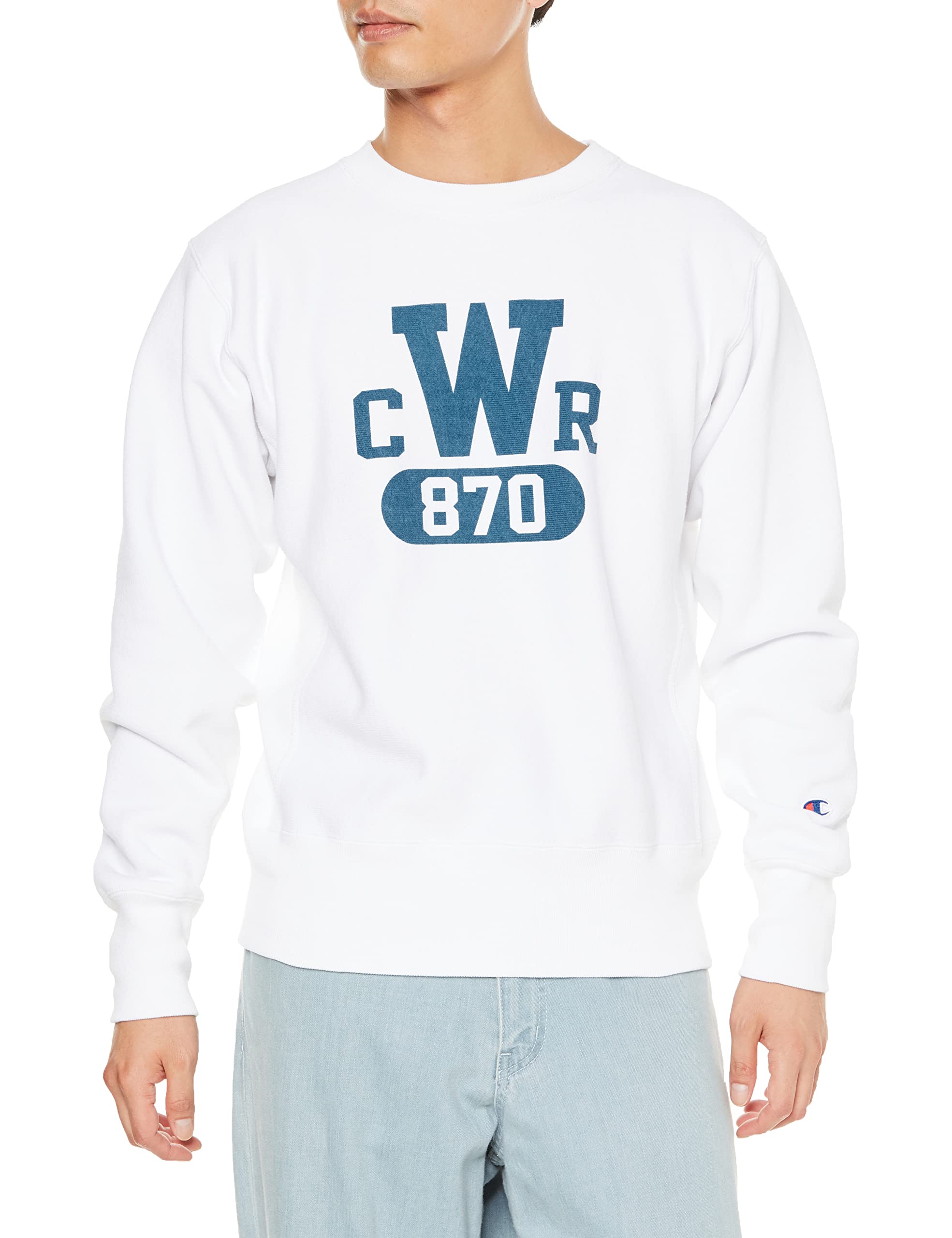 

Champion Long Sleeve Crew Neck Graphic Reverse Size Sweatshirt, 11.5oz, Print, Weave, C3-W011-010-XL белый