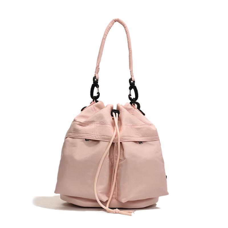 Popular small backpack women 2025 new fashion versatile large capacity nylon shoulder bucket bag girl messenger bag
