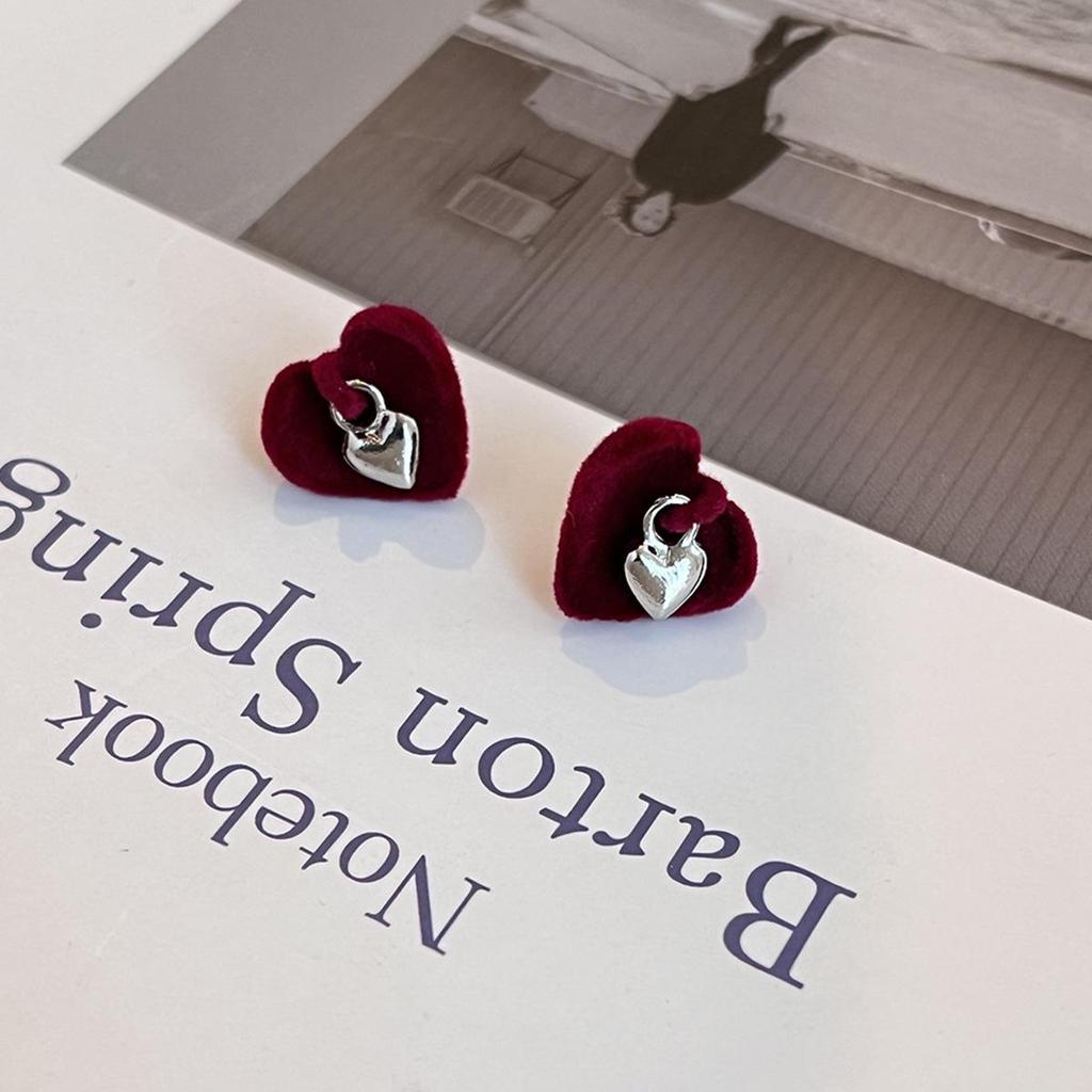 Silbernadel Herbst/Winter Rote Schleife Perle & Rose Kette Ohrringe