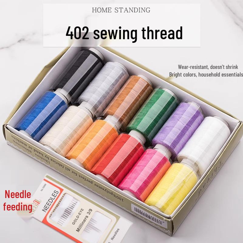 Black & White DIY Sewing Thread and Needle Set for Mending and Handcrafts