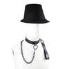 Unisex Dark Style O-Ring Choker with Exaggerated Traction Rope