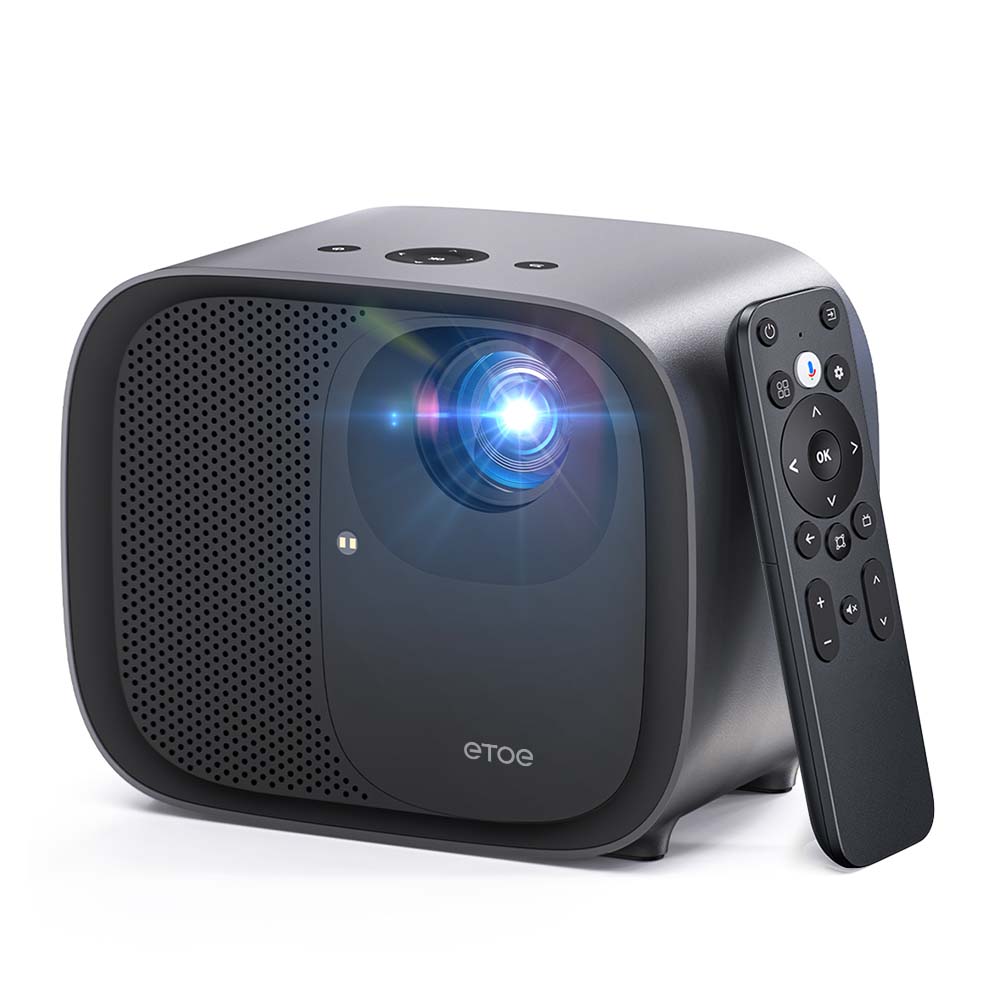 ETOE E3 Pro Smart LED Projector - Native 1080P, 600 ANSI Lumens, Built-in Google TV, Auto Focus & Keystone, Dual 10W Speakers nero