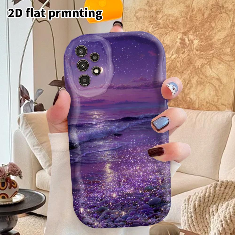 Phone Case: 2D Flat Samsung Galaxy A34 A35 M05 M06 S20 S22 S21 FE Plus 5G Protective Case, Couple Style, Glow-in-the-Dark Beach, Christmas and Hallowe