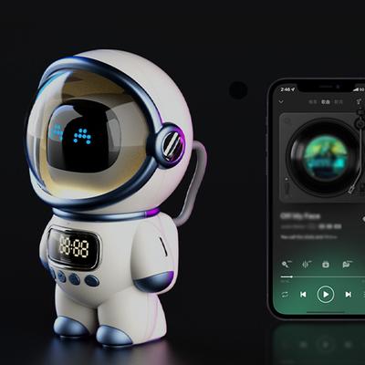 Astronaut Styling Stereo Wireless Smart Alarm Clock Speaker Audio Music Player USB Charging Night Lamp Table Clocks Decoration