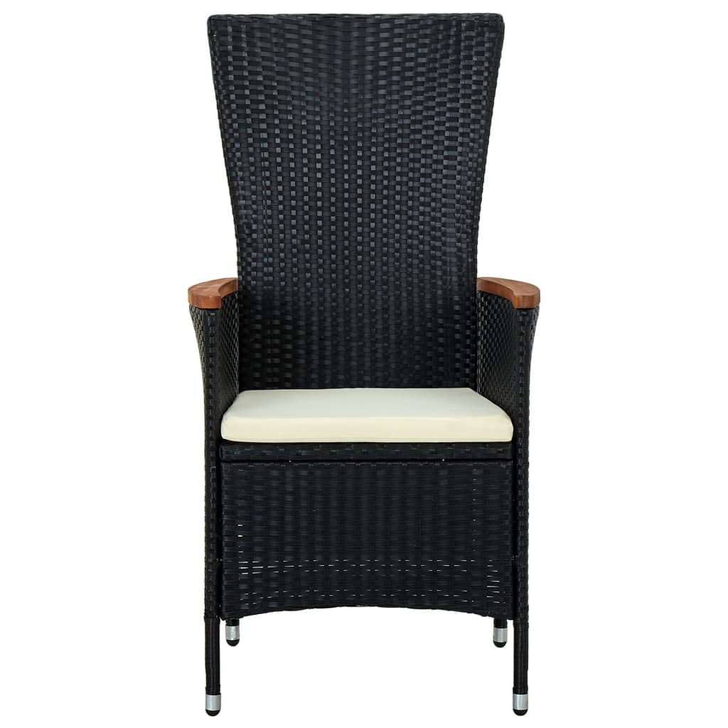 Garden Chairs 2 Pcs with Cushions Poly Rattan Black