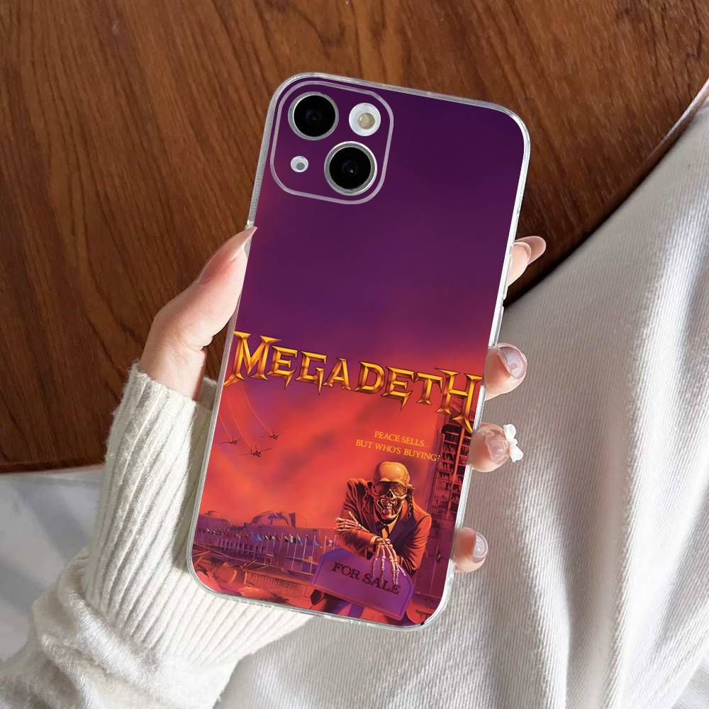 M-Megadeth Logo For IPhone 11 12 13 14 15 16 17 Pro Max Plus 13 Mini Silicone Soft Transparent Back