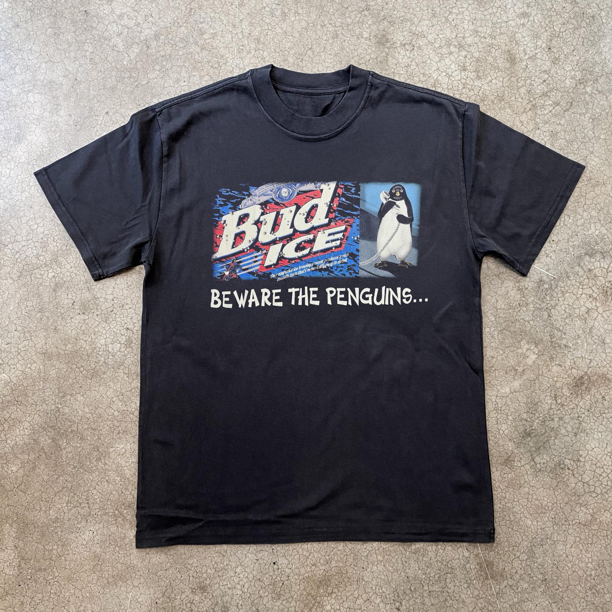 

Retro Penguin Beer T-Shirt Men Women Classic Print Cotton Short Sleeve Casual Streetwear Top S разноцветный