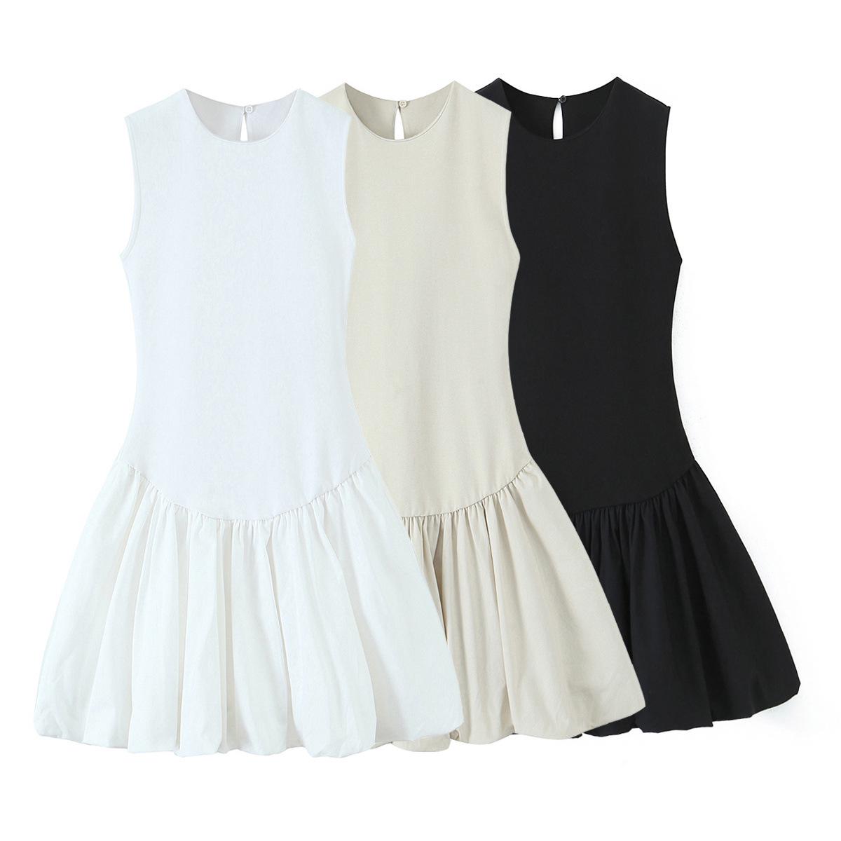 

Spring/Summer 2025 Women s Double-Sided Fabric Patchwork Sleeveless Tulip Dress M белый