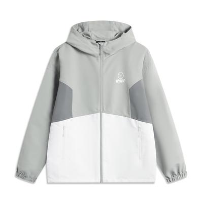 Li Ning Wade Series Comfortable Casual Simple Loose Hooded Shoulder Fashion Breathable Windbreaker Men Outerwear Gray AFDU977-2