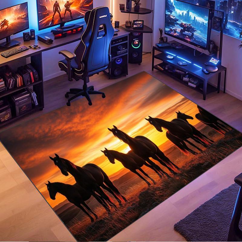 Galloping Horses Doormat, Non-Slip Floor Rug for Living Room Bedroom
