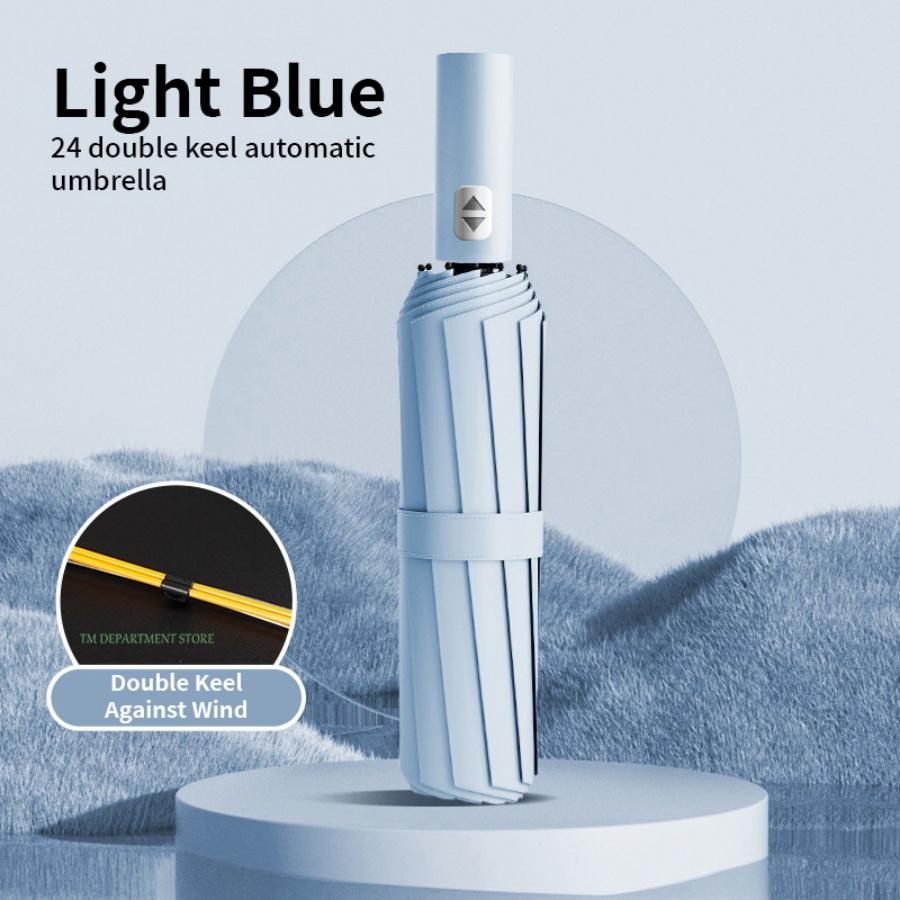 Full-Automatic Umbrella Stormproof for Rain Umbrella Wind Resistant Foldable Umbrella 24 Ribs Large High Quality Umbrella Stand