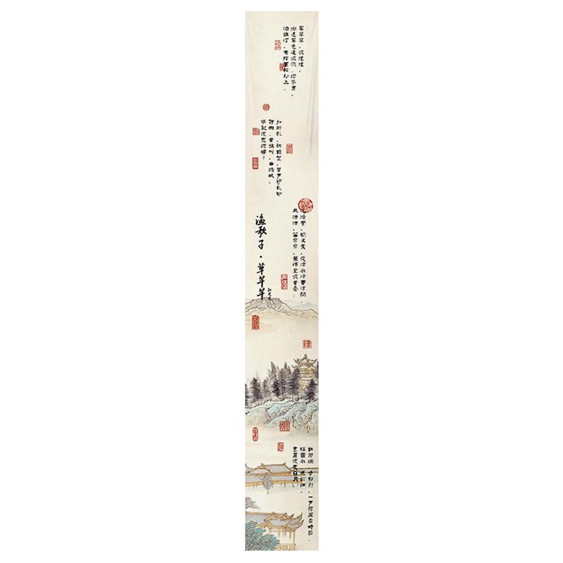 Calligraphy Ceiling Valance Sky Canopy Ink Landscape Painting Ceiling Hanging Cloth Indoor Tavern Restaurant Atmosphere Decor
