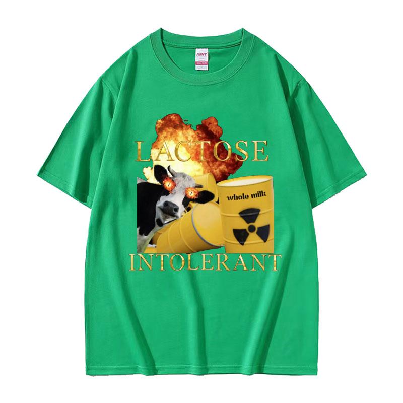 Lactose Intolerant Funny Meme Graphic T Shirt Men Women Harajuku Retro Humor T Shirts Male Casual 100 Cotton Tshirt Streetwear