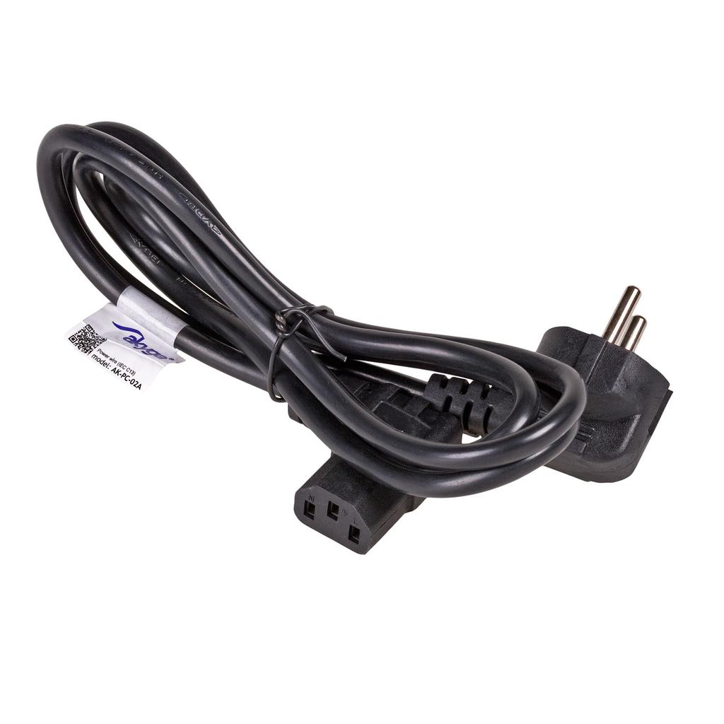 Kabel ATX zasilający Akyga AK-PC-02A 3 pin komputera kątowy IEC C13 CEE 7/7 1.5m