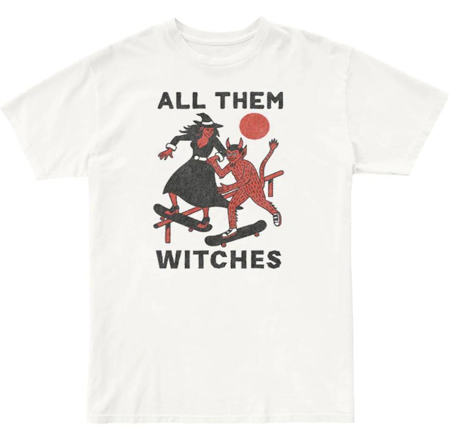 Vintage All Them Witches Skate Coven Retro Graphic White Witchcore Shirt S-3XL