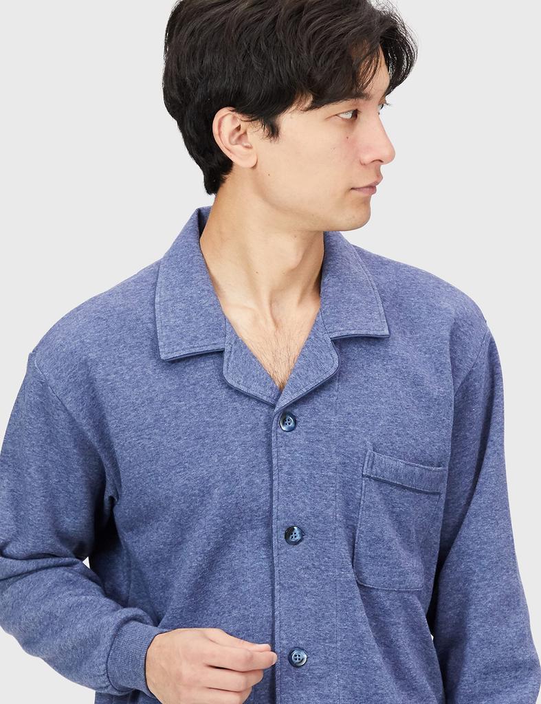 Gunze Long Sleeve Pajamas with Fleece Size M Men's Lining, Blue,