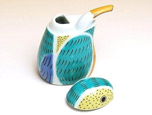 Soy sauce dispenser, stylish and cute, compact, made in Japan, ceramic/porcelain, Arita ware, kingfisher design, 80ml
