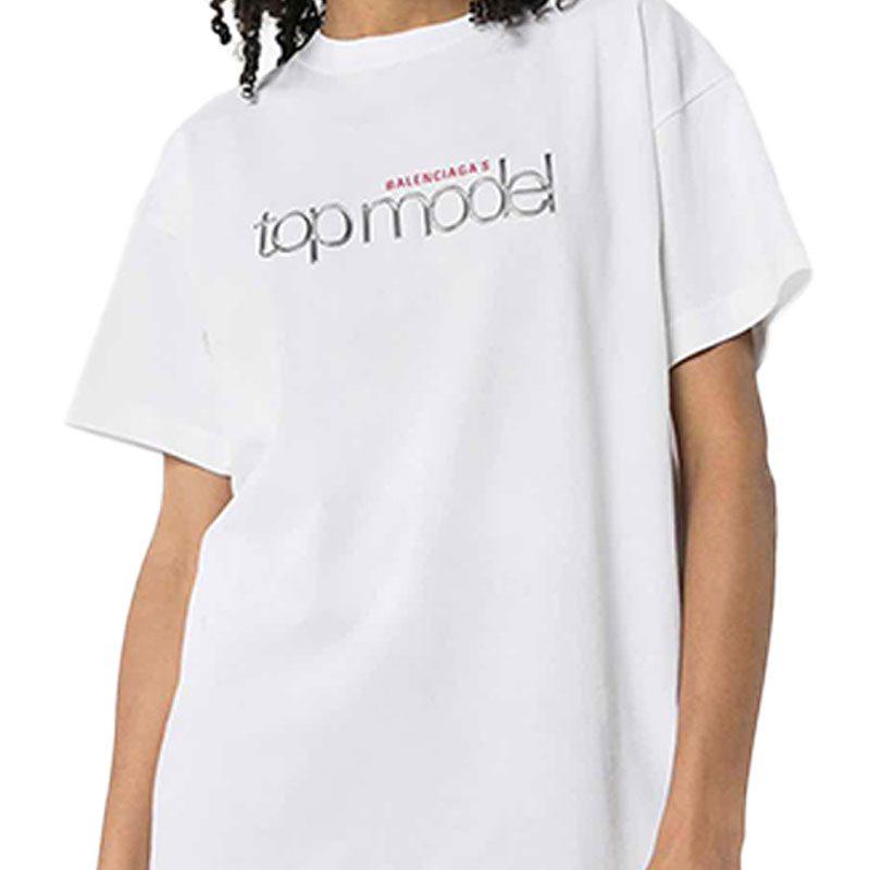 Balenciaga T Shirt Women's White Loose Fit 612965TIV829000