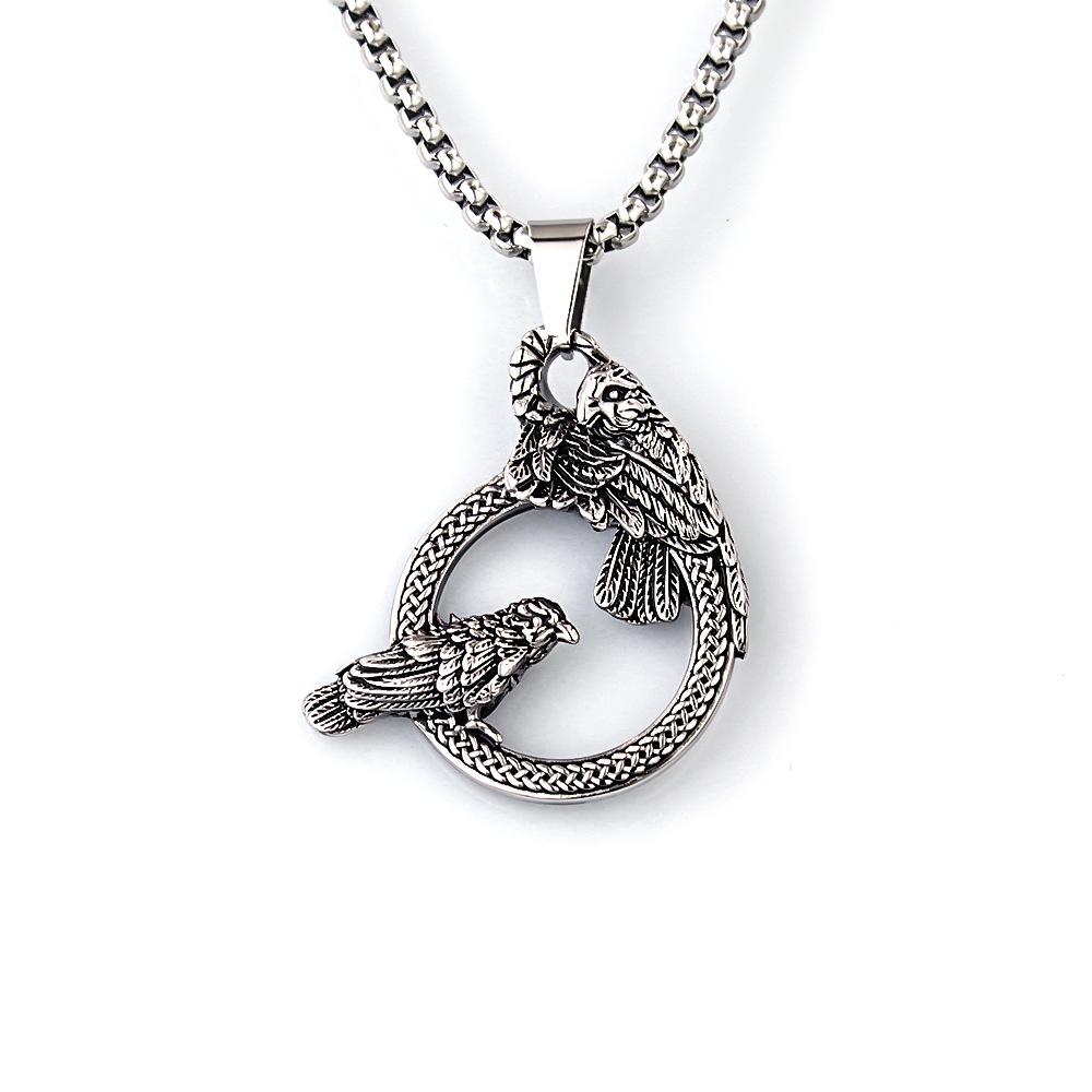European and American Retro Gothic Hip Hop Punk Crow Pendant Men's Necklace Titanium Steel Chain