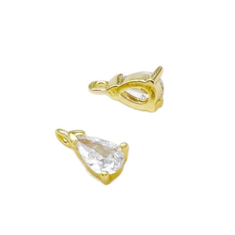 Mini Zirconia Water Drop Pendant Copper Plated 18K Gold Necklace/Earrings/Bracelet DIY Accessories