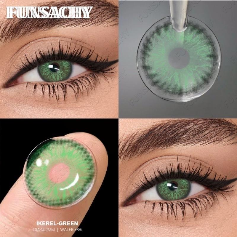 FUNSACHY 1 Pair Gray Color Contact Lenses Brown Natural Lens for Eyes Green Fashion Beauty Pupils Yearly Eye Makeup Accessories