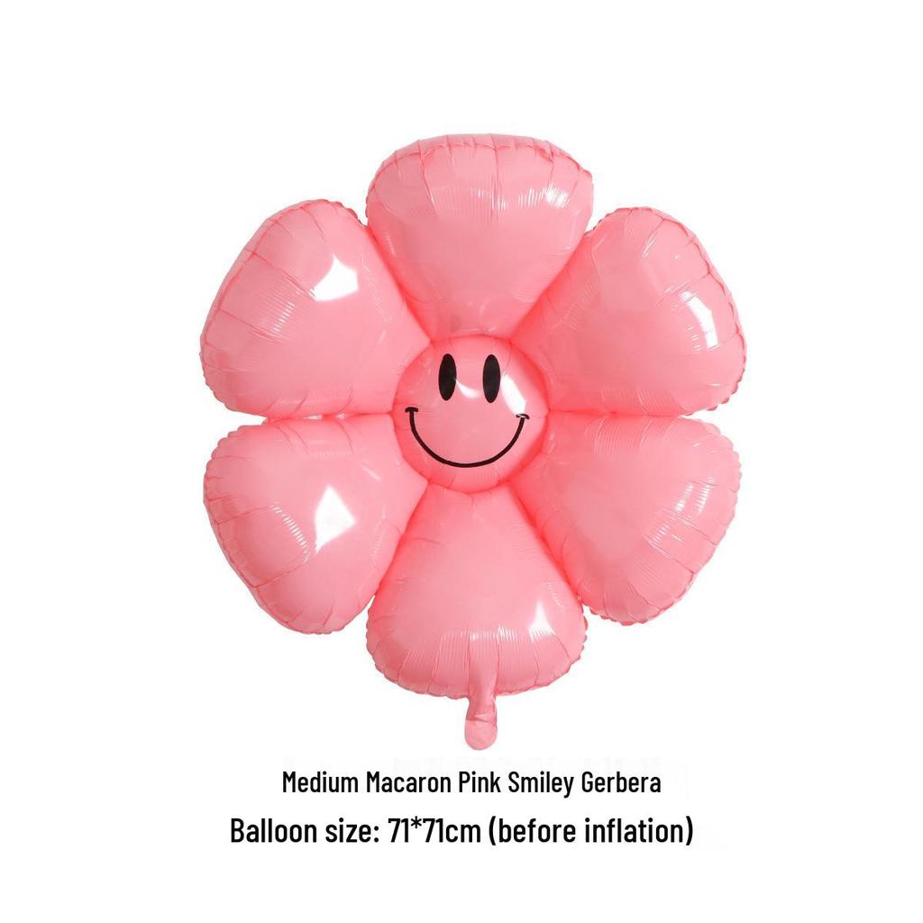 Daisy & Yellow Smiley Face Foil Balloons - Flower Photo Props for Birthday Decor