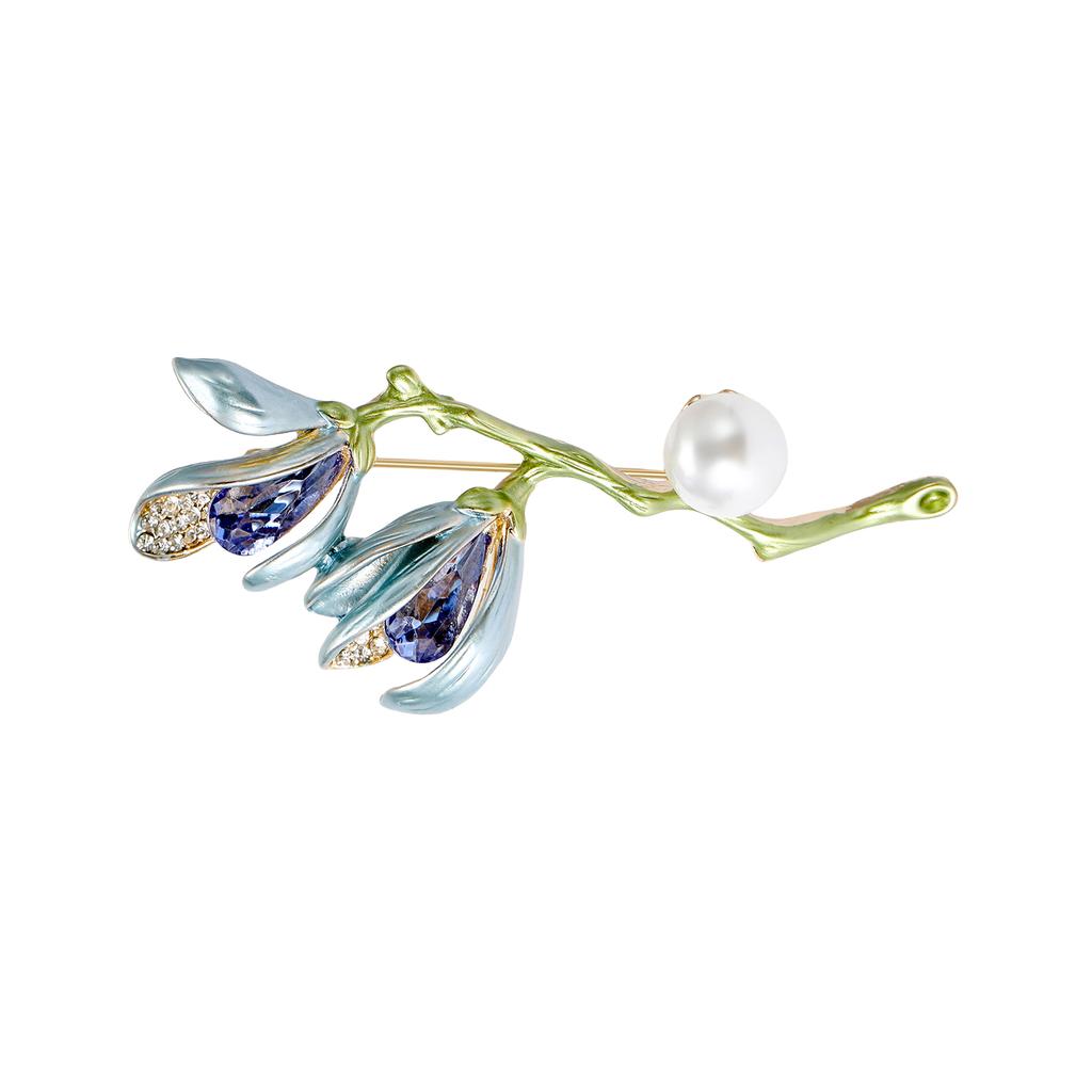 Versatile Elegant Magnolia Floral Brooch Metal Pin Closure For Formal Casual Wear Secured Attachment Design Collar Pin
