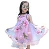 2025 New Summer Girls' Sleeveless Floral Chiffon Beach Dress for Toddlers & Kids