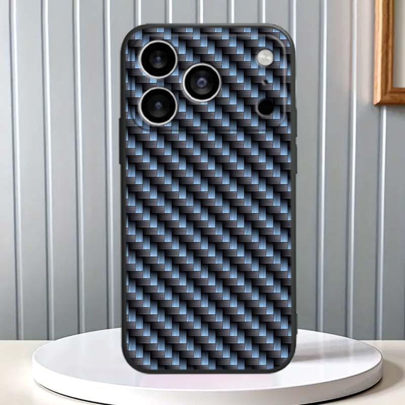 Black Carved Woven Texture Phone Case For Apple iPhone 17 16 16E 15 14 13 12 11 Pro Max Plus Black Soft Silicone