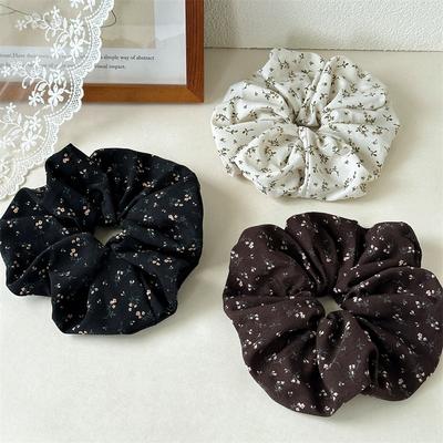Francouzské módní kostkované květinové scrunchies do vlasů stuhou francouzský dívčí gumičky do culíku vlasový doplněk všestranné černé gumičky do vlasů