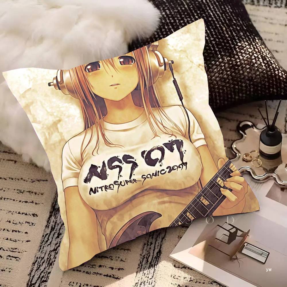 S-Super S-Sonico Pillow Case Square Pillow Bedroom Sofa Leisure Comfort Cushion Car Living Room Home Decoration