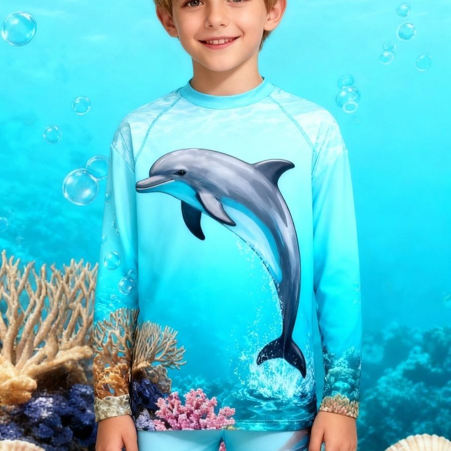 Sea Animal Fish 3D Printed T Shirt Comfortable Polyester Boys Girls Children Long Sleeve T-Shirt Kids Clothing