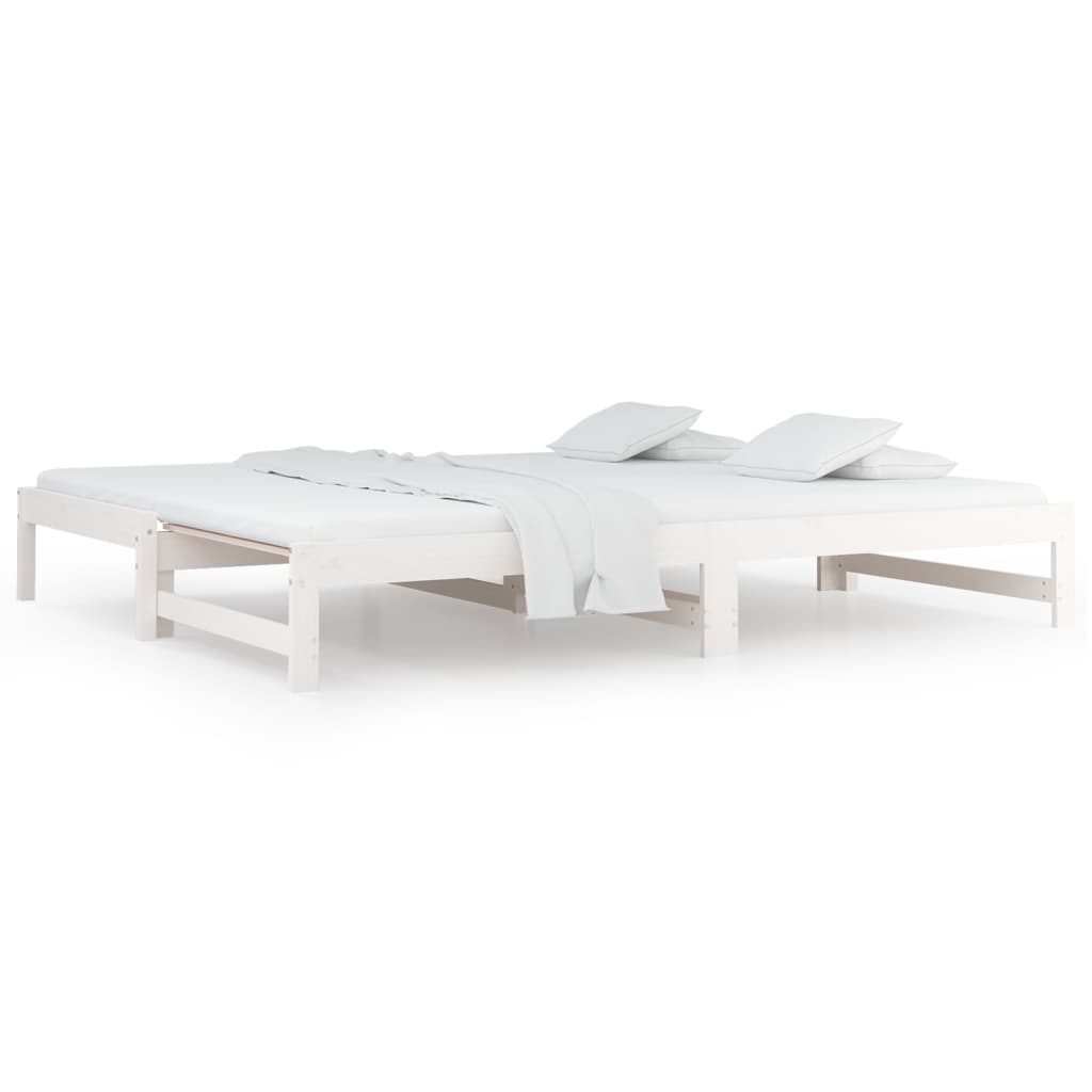 Vidaxl Extendable Bed, White, 2X(80X200) Cm, Light Pine Wood
