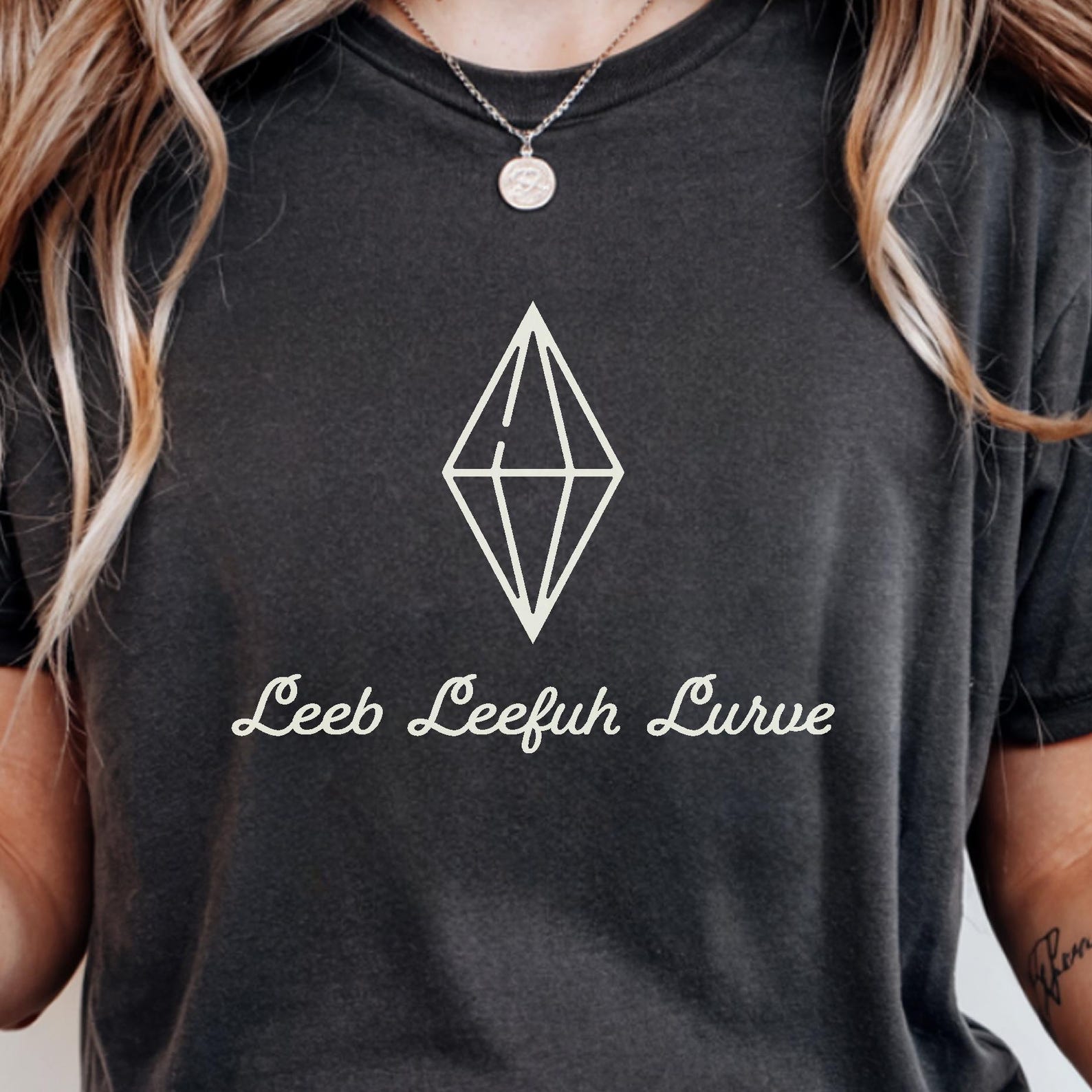 Leeb Leefuh Lurve Sims Plumbob Diamond Gem Shirt | Funny Gamer Tee | Video Game Fandom Gift | Sarcastic Anti-Social Gaming Apparel M