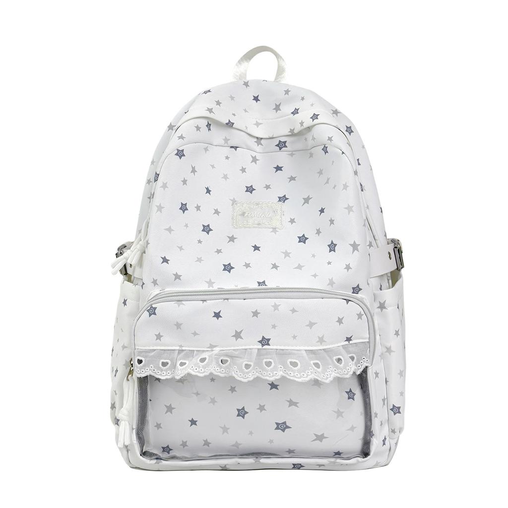Schoolbag High Value Cute Star Transparent Pain Bag Large Capacity Lightweight Junior High School Girls Schoolbag Korean Sweet Backpack Women