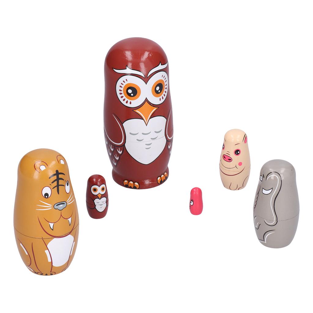 6Pcs Cartoon Russian Nesting Dolls HandMade Ornaments Kids Gifts Toys Home Furnishings