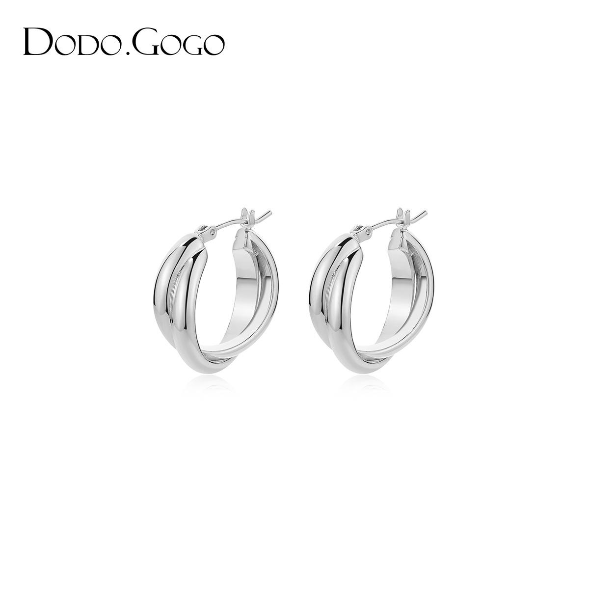 

DODOGOGO Metal Circle Earrings Women s New Popular Temperament Circle Ear Buckle Earrings Light Luxury Earrings