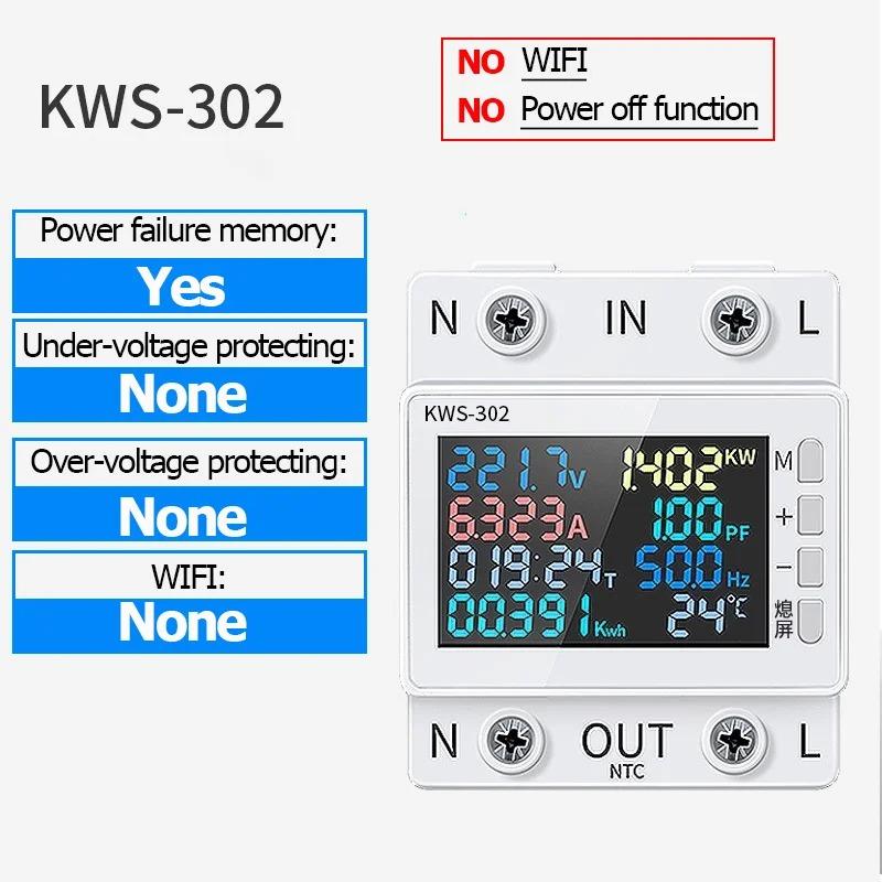 Tuya WiFi 8in1 Leistungsmesser AC Energiezähler Digitaler Farbbildschirm 2P 170-270V/63A Spannungsstrommesser APP Relais Leistungsschalter
