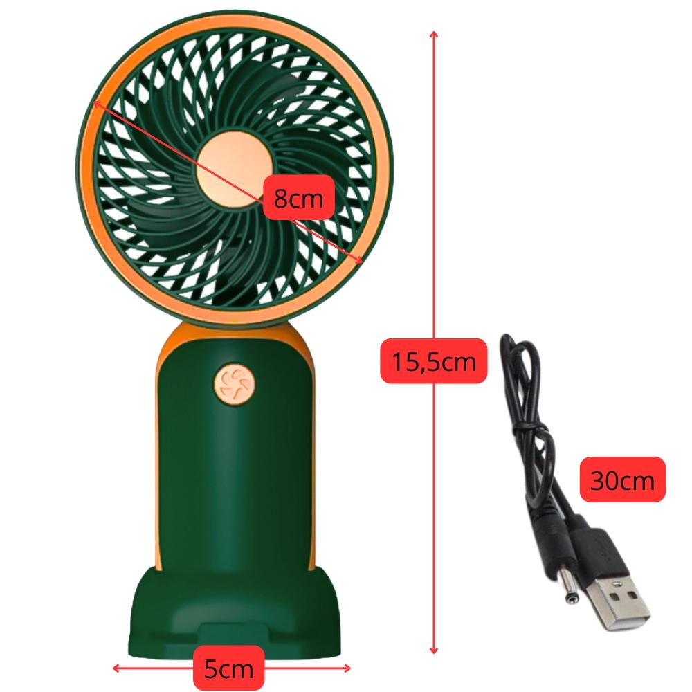 Mini rose gold pocket fan with USB rechargeable battery and stand