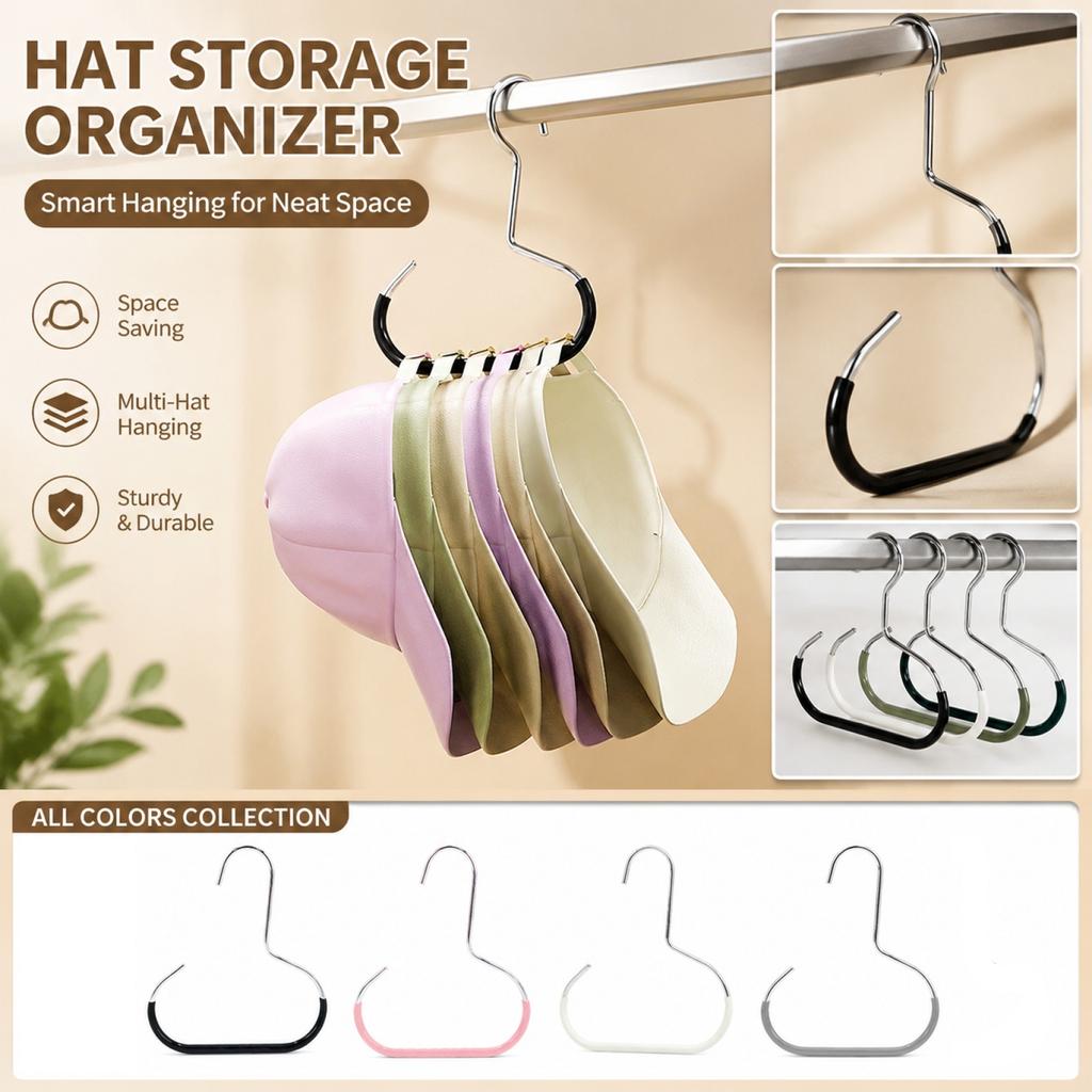 Multi Functional Hat Hanger Rack for Dorm Closet Hanging Baseball Caps Visor Hats Organizer Space Saving Metal Hook Display Stand