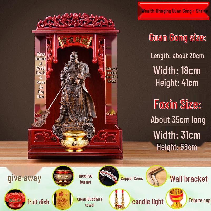 Guan Gong God of Wealth Statue - Attracts Prosperity, Worship Niche Decor.