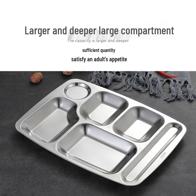Rechteckiges 6-Fächer-Tablett aus Edelstahl 304