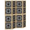 4 Piece Room Divider In Brown and Black Solid Paulownia Wood