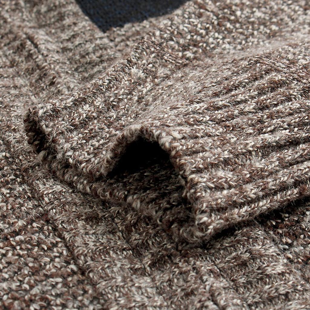 Men's Striped Long Sleeve Knitwear Casual Stand Up Collar Zip Cardigan Coat